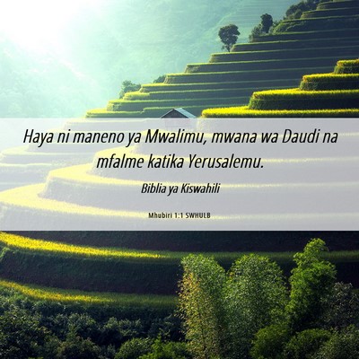 Picture 06 - Mhubiri 1:1 SWHULB - Haya ni maneno ya Mwalimu, mwana wa Daudi na - Bible Verse Picture