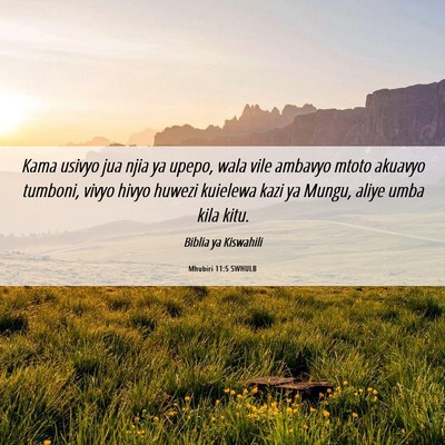 Picture 06 - Mhubiri 11:5 SWHULB - Kama usivyo jua njia ya upepo, wala vile ambavyo - Bible Verse Picture