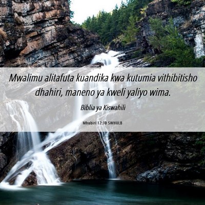 Picture 06 - Mhubiri 12:10 SWHULB - Mwalimu alitafuta kuandika kwa kutumia - Bible Verse Picture