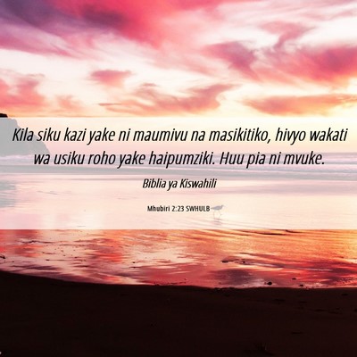 Picture 06 - Mhubiri 2:23 SWHULB - Kila siku kazi yake ni maumivu na masikitiko, - Bible Verse Picture