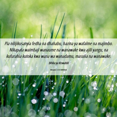 Picture 06 - Mhubiri 2:8 SWHULB - Pia nilijikusanyia fedha na dhahabu, hazina ya - Bible Verse Picture