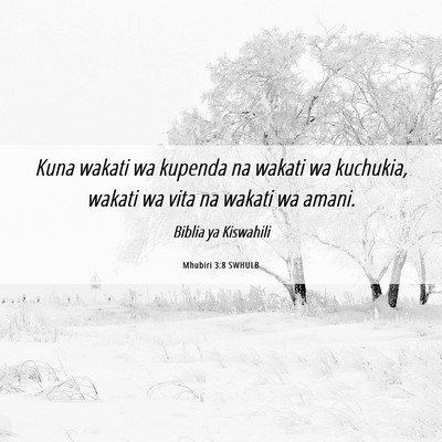 Picture 06 - Mhubiri 3:8 SWHULB - Kuna wakati wa kupenda na wakati wa kuchukia, - Bible Verse Picture