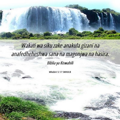 Picture 06 - Mhubiri 5:17 SWHULB - Wakati wa siku zake anakula gizani na - Bible Verse Picture