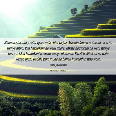 Picture 06 - Mhubiri 9:11 SWHULB - Nimeona baadhi ya vitu vyakuvutia chini ya jua: - Bible Verse Picture