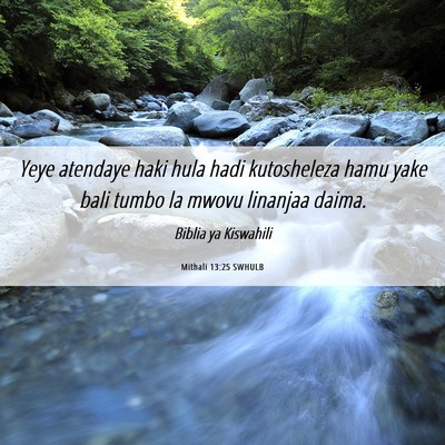 Picture 06 - Mithali 13:25 SWHULB - Yeye atendaye haki hula hadi kutosheleza hamu - Bible Verse Picture