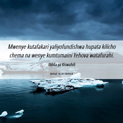 Picture 06 - Mithali 16:20 SWHULB - Mwenye kutafakari yaliyofundishwa hupata kilicho - Bible Verse Picture
