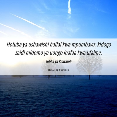 Picture 06 - Mithali 17:7 SWHULB - Hotuba ya ushawishi haifai kwa mpumbavu; kidogo - Bible Verse Picture
