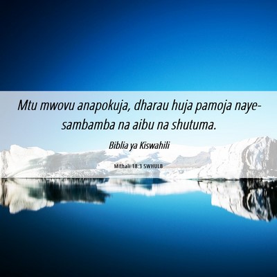 Picture 06 - Mithali 18:3 SWHULB - Mtu mwovu anapokuja, dharau huja pamoja naye- - Bible Verse Picture