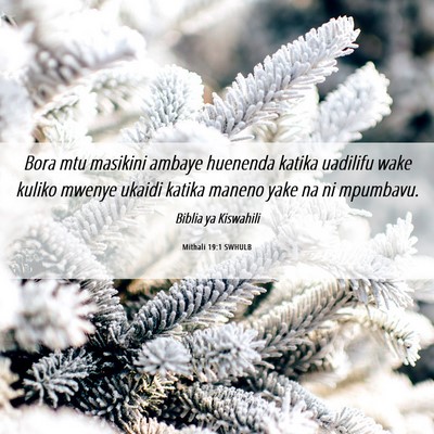 Picture 06 - Mithali 19:1 SWHULB - Bora mtu masikini ambaye huenenda katika uadilifu - Bible Verse Picture