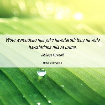 Picture 06 - Mithali 2:19 SWHULB - Wote waiendeao njia yake hawatarudi tena na wala - Bible Verse Picture