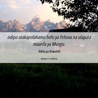 Picture 06 - Mithali 2:5 SWHULB - ndipo utakapofahamu hofu ya Yehova na utapata - Bible Verse Picture