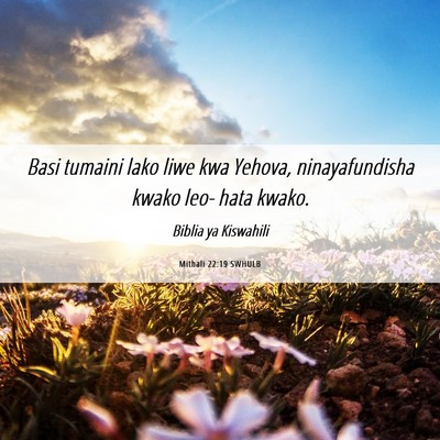 Picture 06 - Mithali 22:19 SWHULB - Basi tumaini lako liwe kwa Yehova, ninayafundisha - Bible Verse Picture