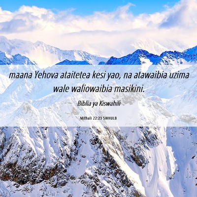 Picture 06 - Mithali 22:23 SWHULB - maana Yehova ataitetea kesi yao, na atawaibia - Bible Verse Picture