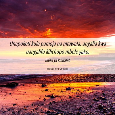Picture 06 - Mithali 23:1 SWHULB - Unapoketi kula pamoja na mtawala, angalia kwa - Bible Verse Picture