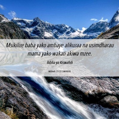 Picture 06 - Mithali 23:22 SWHULB - Msikilize baba yako ambaye alikuzaa na usimdharau - Bible Verse Picture