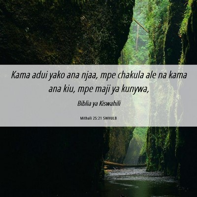 Picture 06 - Mithali 25:21 SWHULB - Kama adui yako ana njaa, mpe chakula ale na kama - Bible Verse Picture