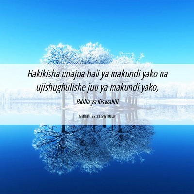 Picture 06 - Mithali 27:23 SWHULB - Hakikisha unajua hali ya makundi yako na - Bible Verse Picture