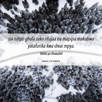Picture 06 - Mithali 3:10 SWHULB - na ndipo ghala zako zitajaa na mapipa makubwa - Bible Verse Picture
