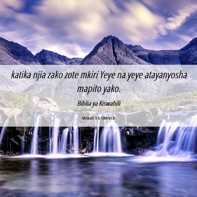 Picture 06 - Mithali 3:6 SWHULB - katika njia zako zote mkiri Yeye na yeye - Bible Verse Picture