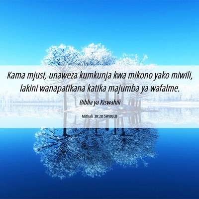 Picture 06 - Mithali 30:28 SWHULB - Kama mjusi, unaweza kumkunja kwa mikono yako - Bible Verse Picture