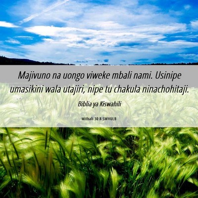 Picture 06 - Mithali 30:8 SWHULB - Majivuno na uongo viweke mbali nami. Usinipe - Bible Verse Picture