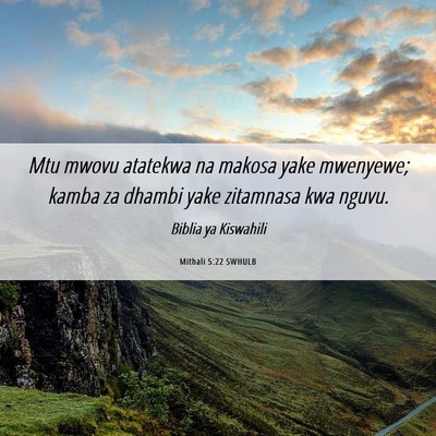 Picture 06 - Mithali 5:22 SWHULB - Mtu mwovu atatekwa na makosa yake mwenyewe; kamba - Bible Verse Picture