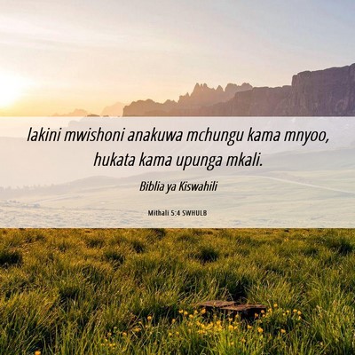 Picture 06 - Mithali 5:4 SWHULB - lakini mwishoni anakuwa mchungu kama mnyoo, - Bible Verse Picture