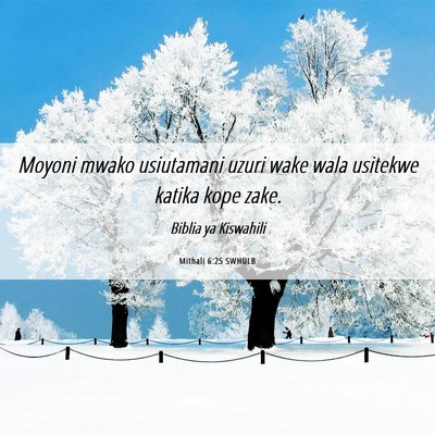 Picture 06 - Mithali 6:25 SWHULB - Moyoni mwako usiutamani uzuri wake wala usitekwe - Bible Verse Picture