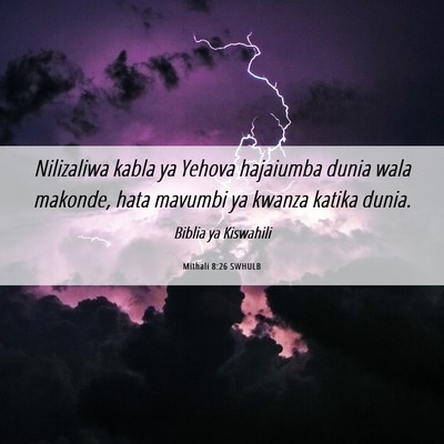Picture 06 - Mithali 8:26 SWHULB - Nilizaliwa kabla ya Yehova hajaiumba dunia wala - Bible Verse Picture
