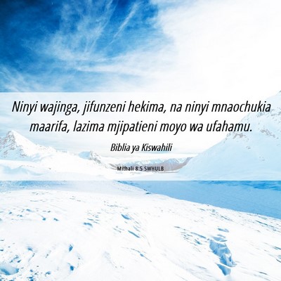 Picture 06 - Mithali 8:5 SWHULB - Ninyi wajinga, jifunzeni hekima, na ninyi - Bible Verse Picture