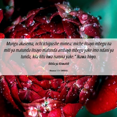 Picture 06 - Mwanzo 1:11 SWHULB - Mungu akasema, nchi ichipushe mimea: miche itoayo - Bible Verse Picture
