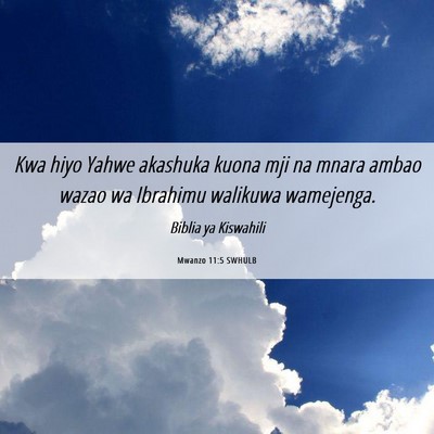 Picture 06 - Mwanzo 11:5 SWHULB - Kwa hiyo Yahwe akashuka kuona mji na mnara ambao - Bible Verse Picture