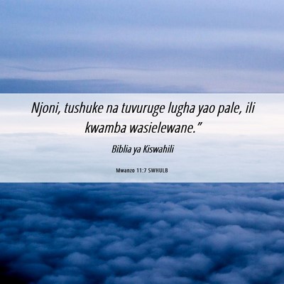 Picture 06 - Mwanzo 11:7 SWHULB - Njoni, tushuke na tuvuruge lugha yao pale, ili - Bible Verse Picture
