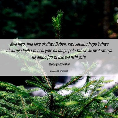 Picture 06 - Mwanzo 11:9 SWHULB - Kwa hiyo, jina lake ukaitwa Babeli, kwa sababu - Bible Verse Picture