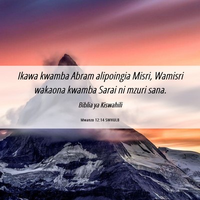 Picture 06 - Mwanzo 12:14 SWHULB - Ikawa kwamba Abram alipoingia Misri, Wamisri - Bible Verse Picture