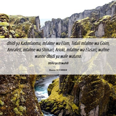 Picture 06 - Mwanzo 14:9 SWHULB - dhidi ya Kadorlaoma, mfalme wa Elam, Tidali - Bible Verse Picture