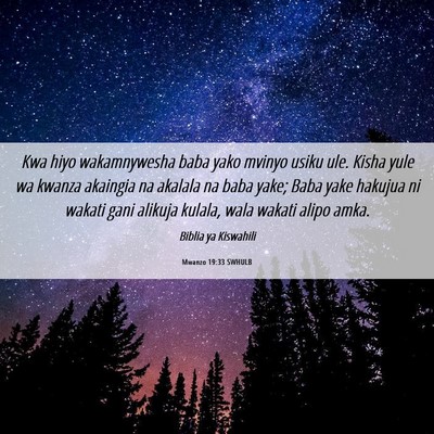 Picture 06 - Mwanzo 19:33 SWHULB - Kwa hiyo wakamnywesha baba yako mvinyo usiku ule. - Bible Verse Picture