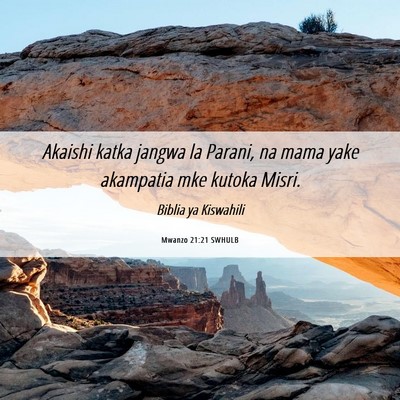 Picture 06 - Mwanzo 21:21 SWHULB - Akaishi katka jangwa la Parani, na mama yake - Bible Verse Picture