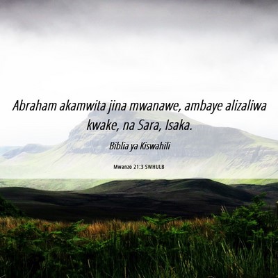 Picture 06 - Mwanzo 21:3 SWHULB - Abraham akamwita jina mwanawe, ambaye alizaliwa - Bible Verse Picture