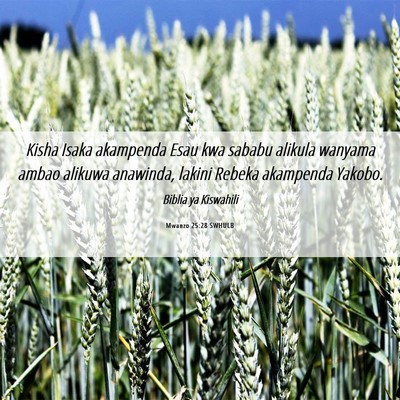 Picture 06 - Mwanzo 25:28 SWHULB - Kisha Isaka akampenda Esau kwa sababu alikula - Bible Verse Picture
