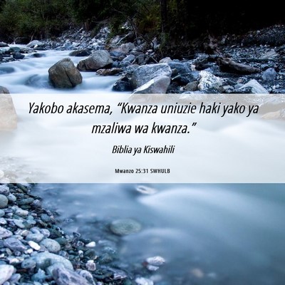 Picture 06 - Mwanzo 25:31 SWHULB - Yakobo akasema, “Kwanza uniuzie haki yako ya - Bible Verse Picture
