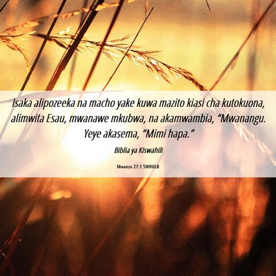 Picture 06 - Mwanzo 27:1 SWHULB - Isaka alipozeeka na macho yake kuwa mazito kiasi - Bible Verse Picture
