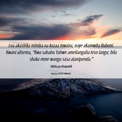 Picture 06 - Mwanzo 29:32 SWHULB - Lea akashika mimba na kuzaa mwana, naye akamwita - Bible Verse Picture