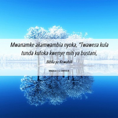 Picture 06 - Mwanzo 3:2 SWHULB - Mwanamke akamwambia nyoka, “Twaweza kula tunda - Bible Verse Picture