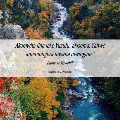 Picture 06 - Mwanzo 30:24 SWHULB - Akamwita jina lake Yusufu, akisema, Yahwe - Bible Verse Picture