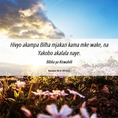 Picture 06 - Mwanzo 30:4 SWHULB - Hivyo akampa Bilha mjakazi kama mke wake, na - Bible Verse Picture