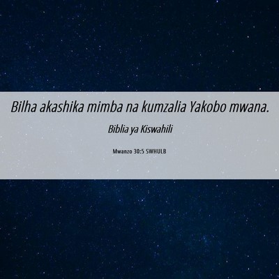 Picture 06 - Mwanzo 30:5 SWHULB - Bilha akashika mimba na kumzalia Yakobo - Bible Verse Picture