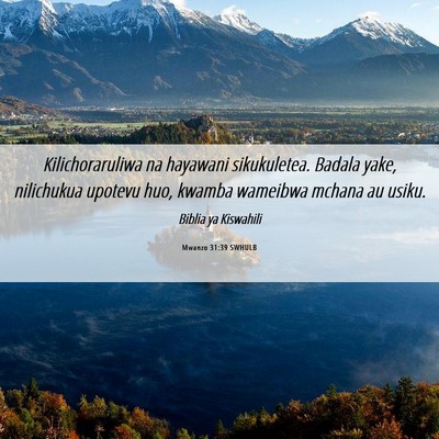 Picture 06 - Mwanzo 31:39 SWHULB - Kilichoraruliwa na hayawani sikukuletea. Badala - Bible Verse Picture