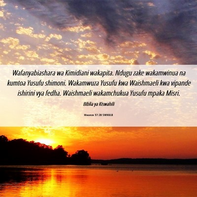 Picture 06 - Mwanzo 37:28 SWHULB - Wafanyabiashara wa Kimidiani wakapita. Ndugu zake - Bible Verse Picture