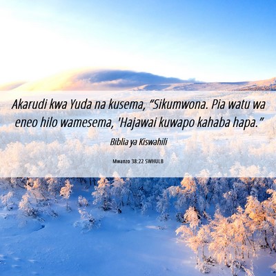 Picture 06 - Mwanzo 38:22 SWHULB - Akarudi kwa Yuda na kusema, “Sikumwona. Pia - Bible Verse Picture